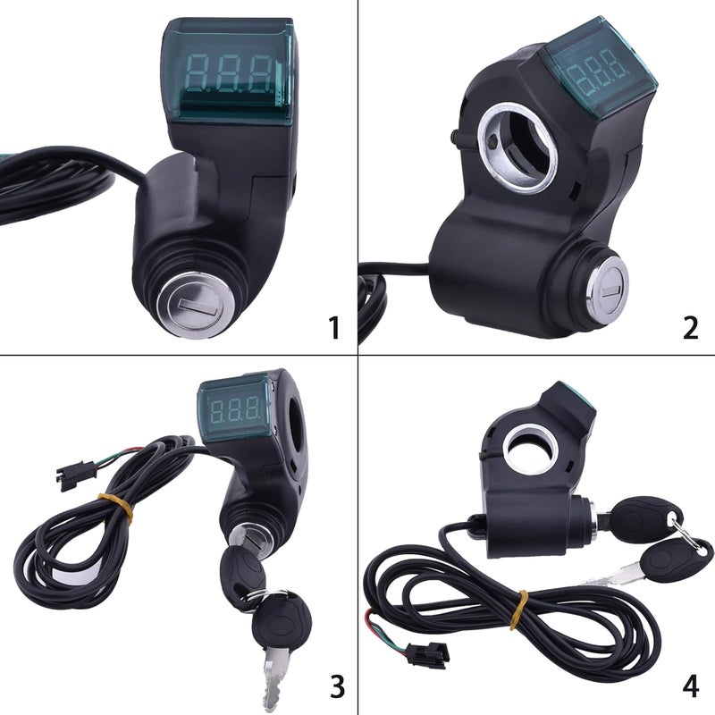 Chokayaky Universal ebike Ignition Switch with Key 12V-96V ebike Throttle with Key and Display 3 Wires Bike Key Ignition Electric Scooter Key Switch ebike Accessories ebike Key Ignition - Image 2